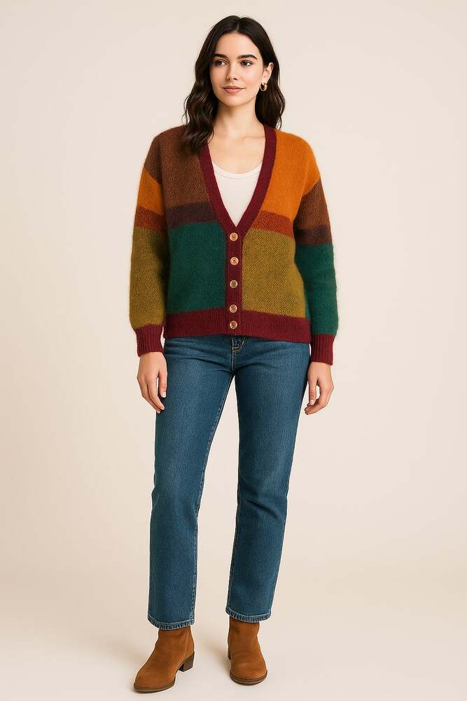 Vintage Pappagallo Hand Knit Floral Cardigan Sweater